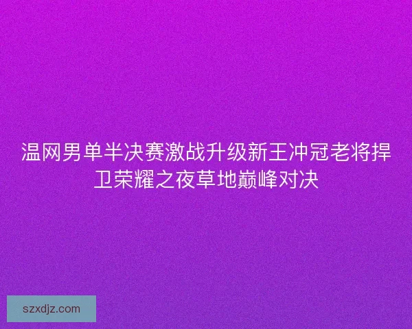 温网男单半决赛激战升级新王冲冠老将捍卫荣耀之夜草地巅峰对决