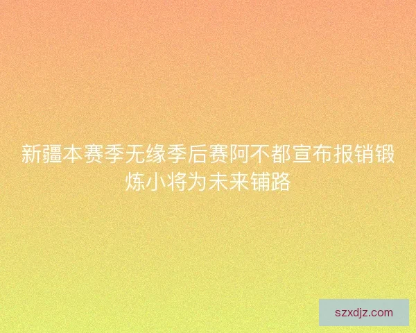 新疆本赛季无缘季后赛阿不都宣布报销锻炼小将为未来铺路